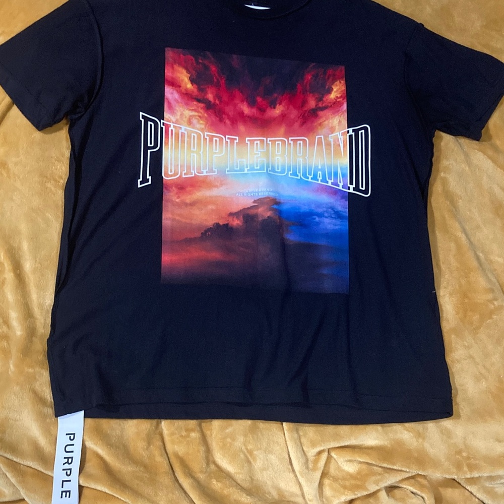 Purple Men's Black Graphic T-Shirt just like new